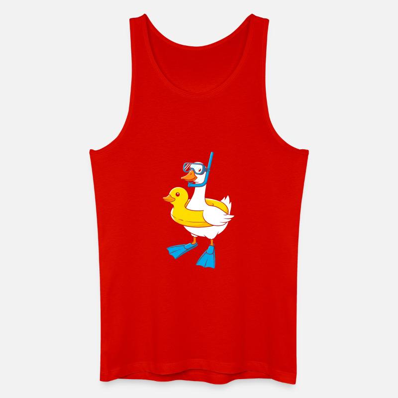 Schnorchelente mit Flossen - Männer Bio Tank Top - Rot