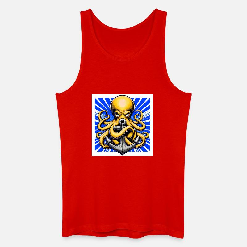 Oktopus umarmt einen Anker - Männer Bio Tank Top - Rot
