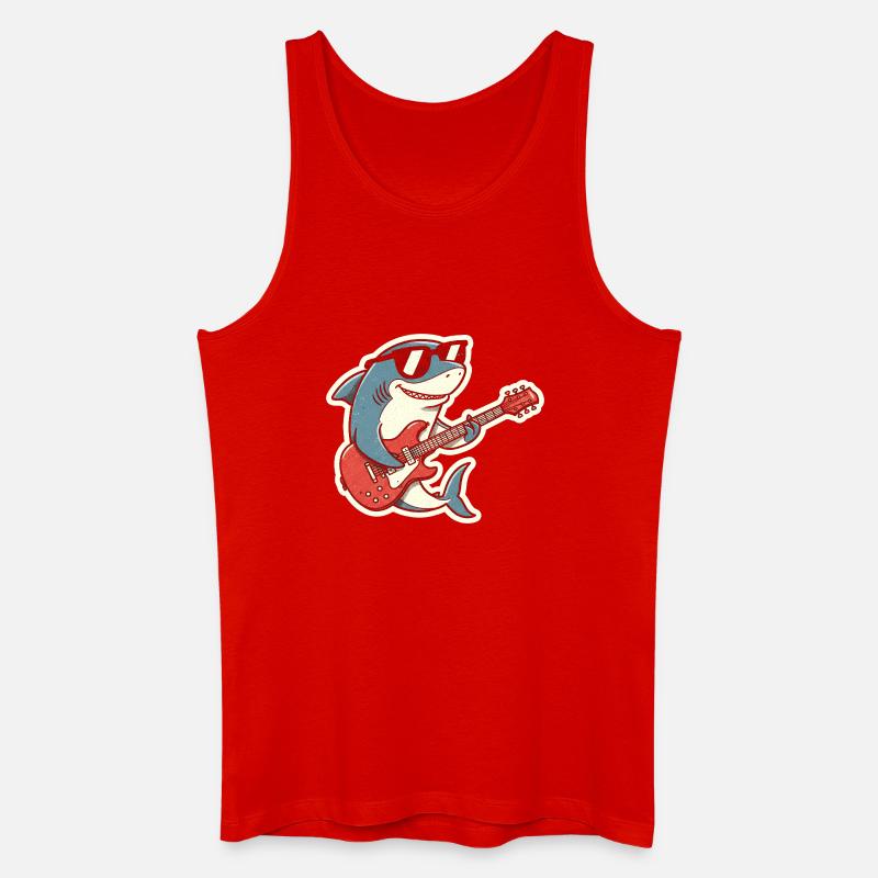 Shark Rock Gitarrist Sticker - Männer Bio Tank Top - Rot