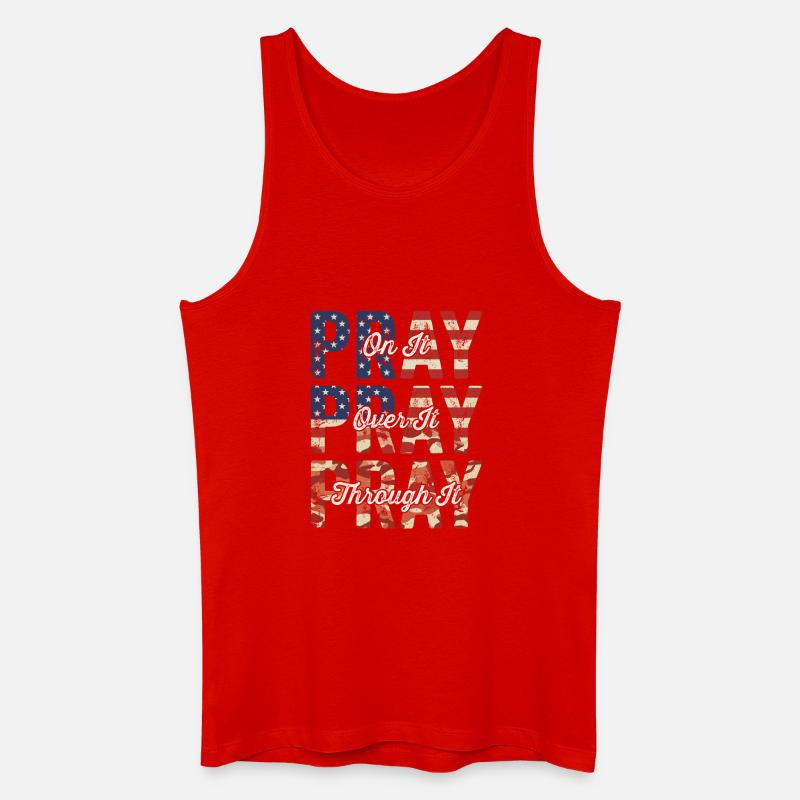 Pray On It Over It Through It – Flag Pattern - Men’s Organic Tank Top - red