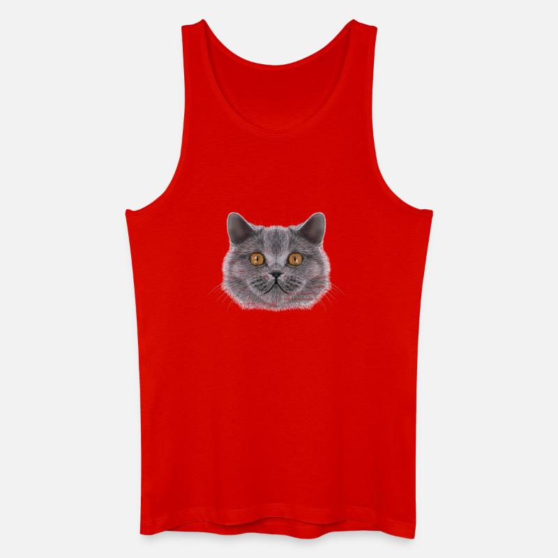 Britisch-Kurzhaar-Katze  - Männer Bio Tank Top - Rot
