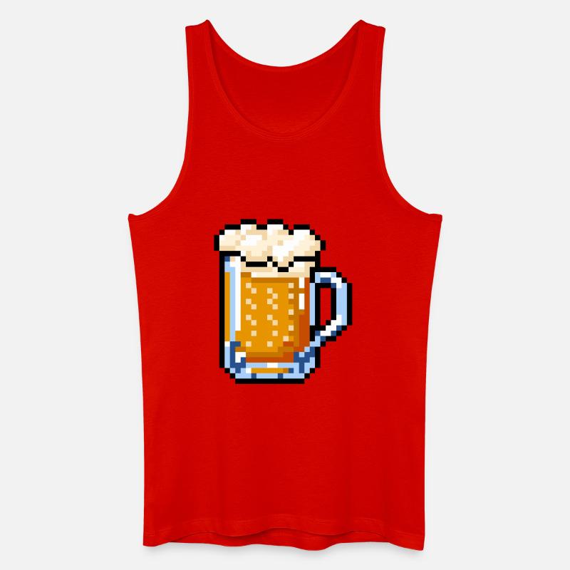 Bierglas Pixel Art – Retro Bier Design - Männer Bio Tank Top - Rot