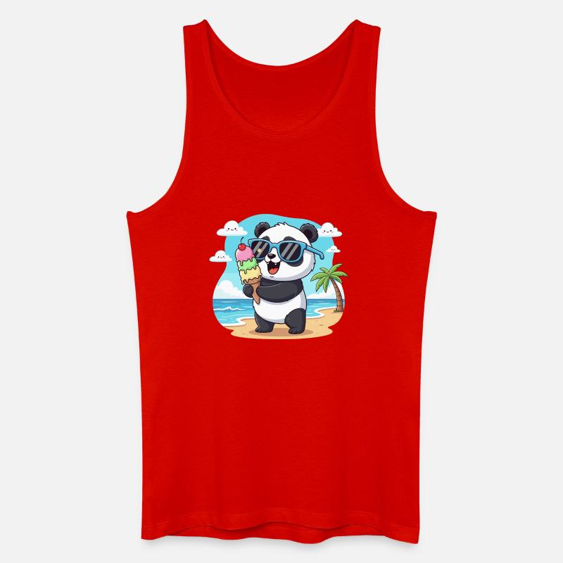 Panda am Strand mit Eiscreme - Men’s Organic Tank Top - red