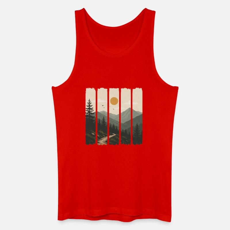 Waldpanorama in Sonnenpaneelen - Männer Bio Tank Top - Rot