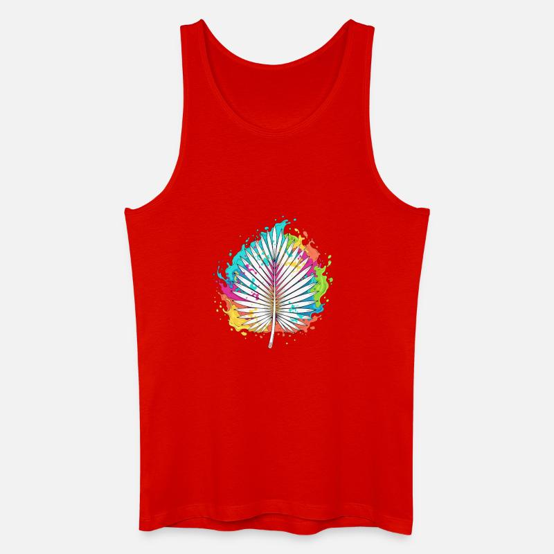 Bunte Palmenfächer Farbexplosion - Männer Bio Tank Top - Rot