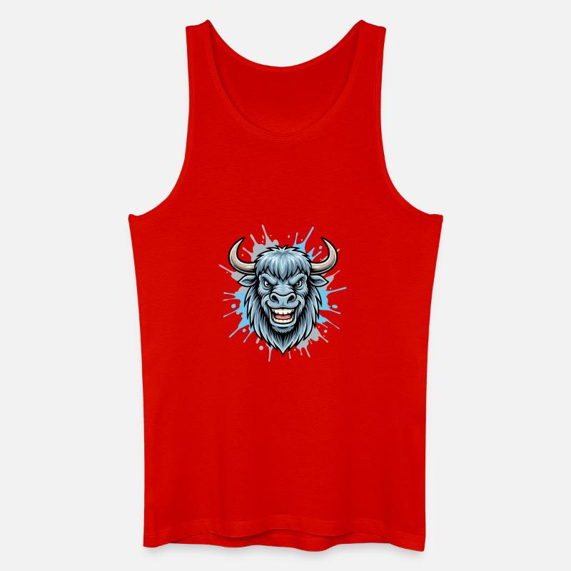 Blauer Bison Kopf Spritzer - Männer Bio Tank Top - Rot