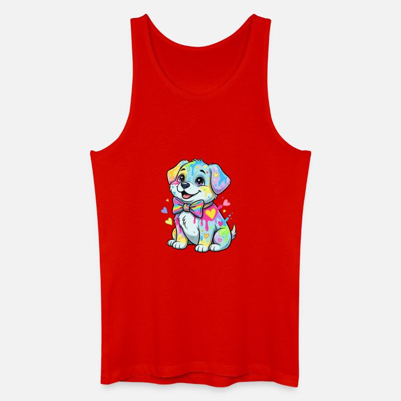 Bunter Welpe mit Regenbogenflecken - Männer Bio Tank Top - Rot