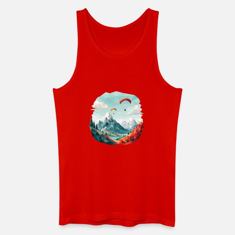 Paragliding Berglandschaft Polygonkunst - Männer Bio Tank Top - Rot
