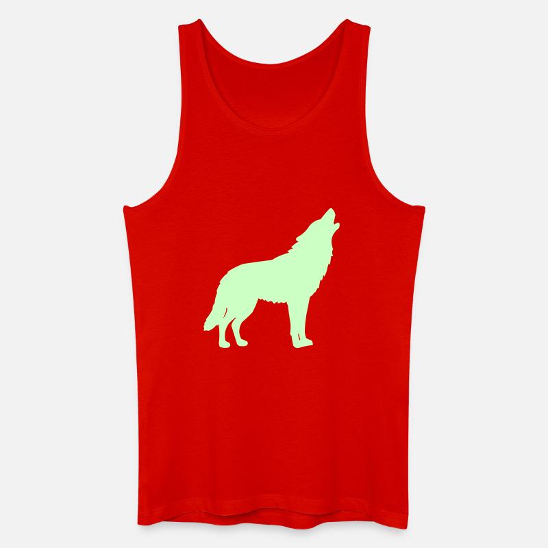 Wolfsilhouette Neon Grün - Männer Bio Tank Top - Rot