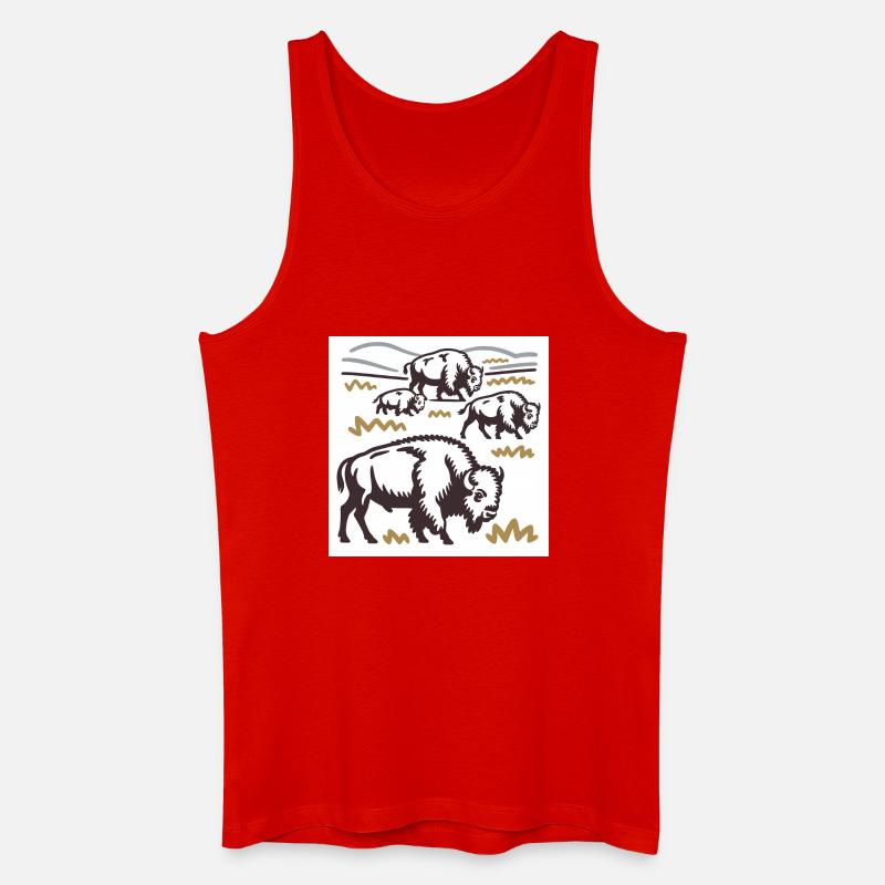Bisonherde auf der Steppe - Männer Bio Tank Top - Rot
