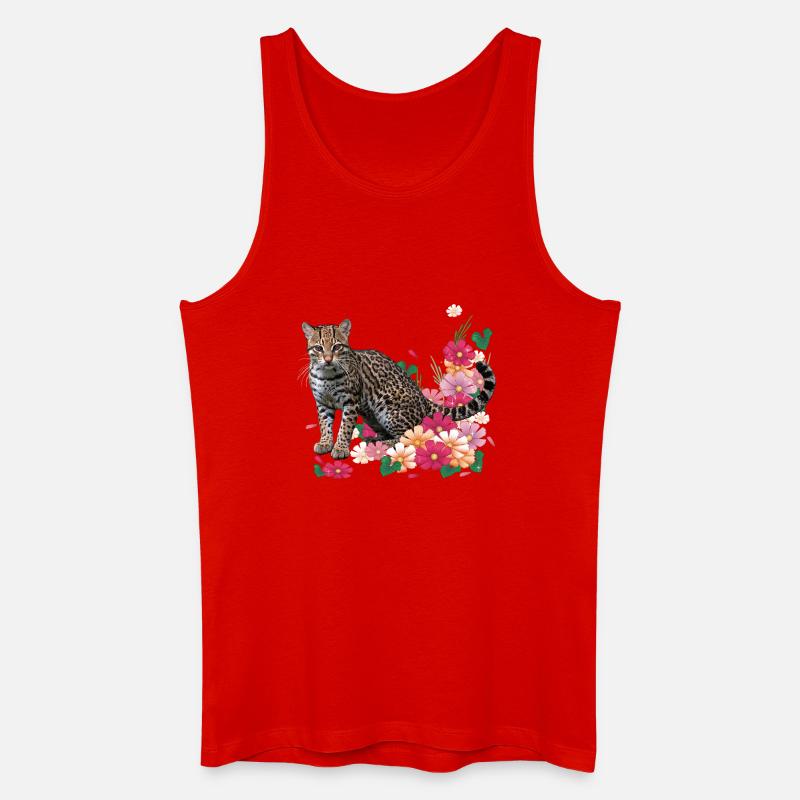 Floraler Leopard mit Blüten - Männer Bio Tank Top - Rot