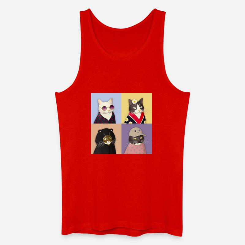 Cat Couture Quartett - Männer Bio Tank Top - Rot