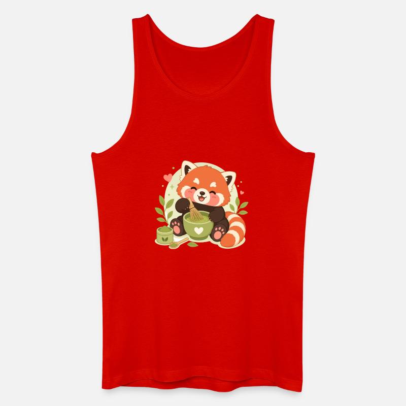 roter Panda Matcha Liebe - Männer Bio Tank Top - Rot