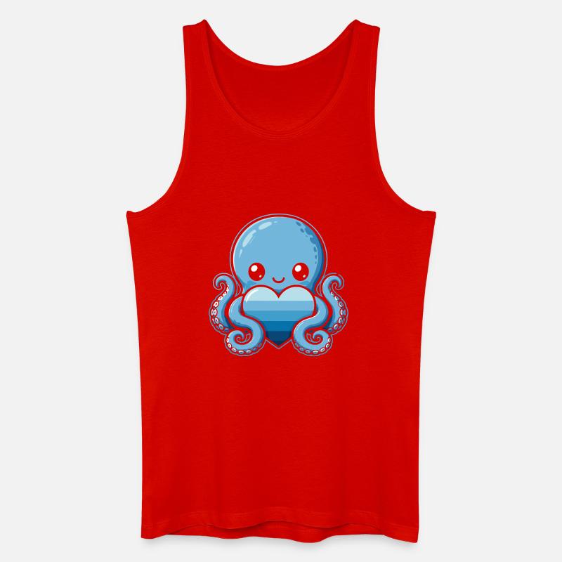Blauer Herz-Octopus - Männer Bio Tank Top - Rot