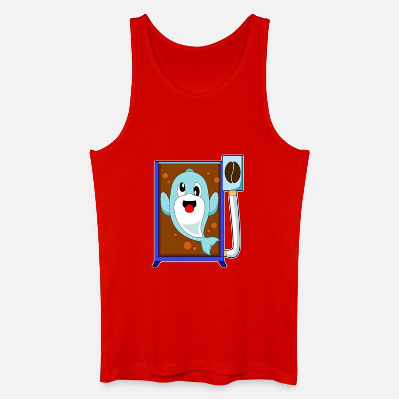 Delfin Kaffeebohne Kaffee - Männer Bio Tank Top - Rot