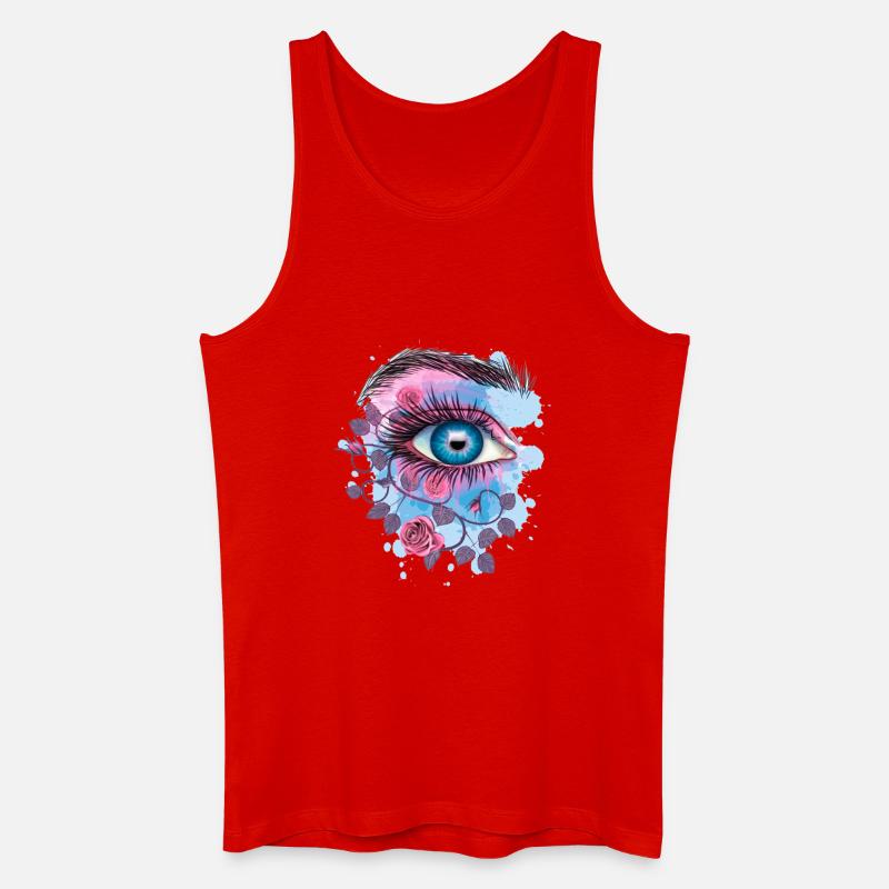 Blaues psychedelisches blumiges Auge - Männer Bio Tank Top - Rot