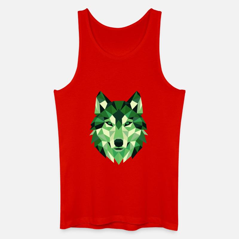 Wolfskopf Polygon Geometrie Portrait - Männer Bio Tank Top - Rot
