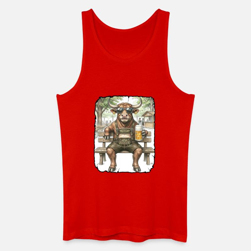 Stier Bulle Biergarten - Männer Bio Tank Top - Rot