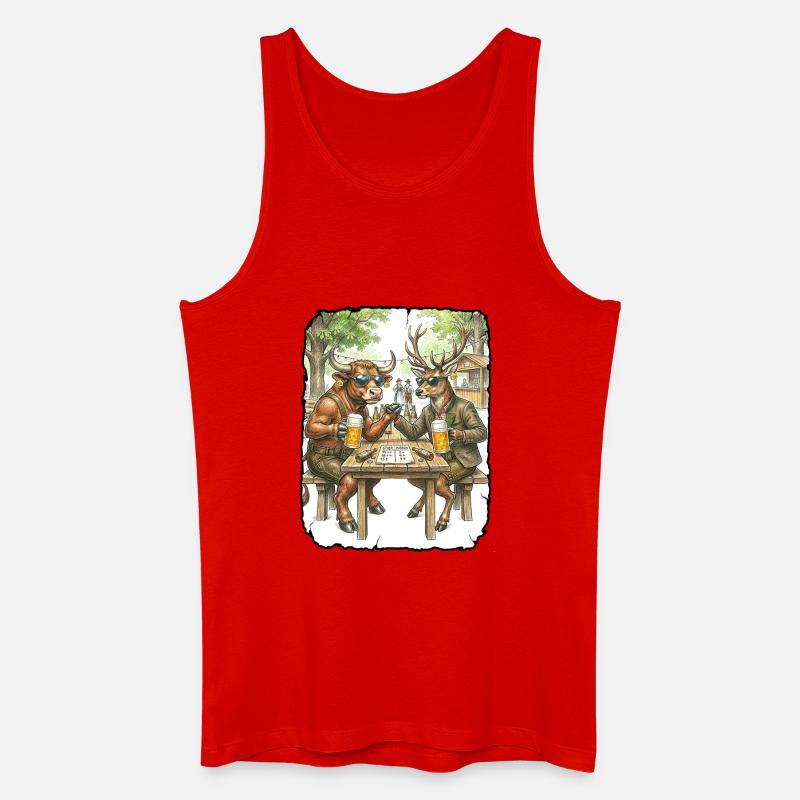 Stier Hirsch Biergarten - Männer Bio Tank Top - Rot
