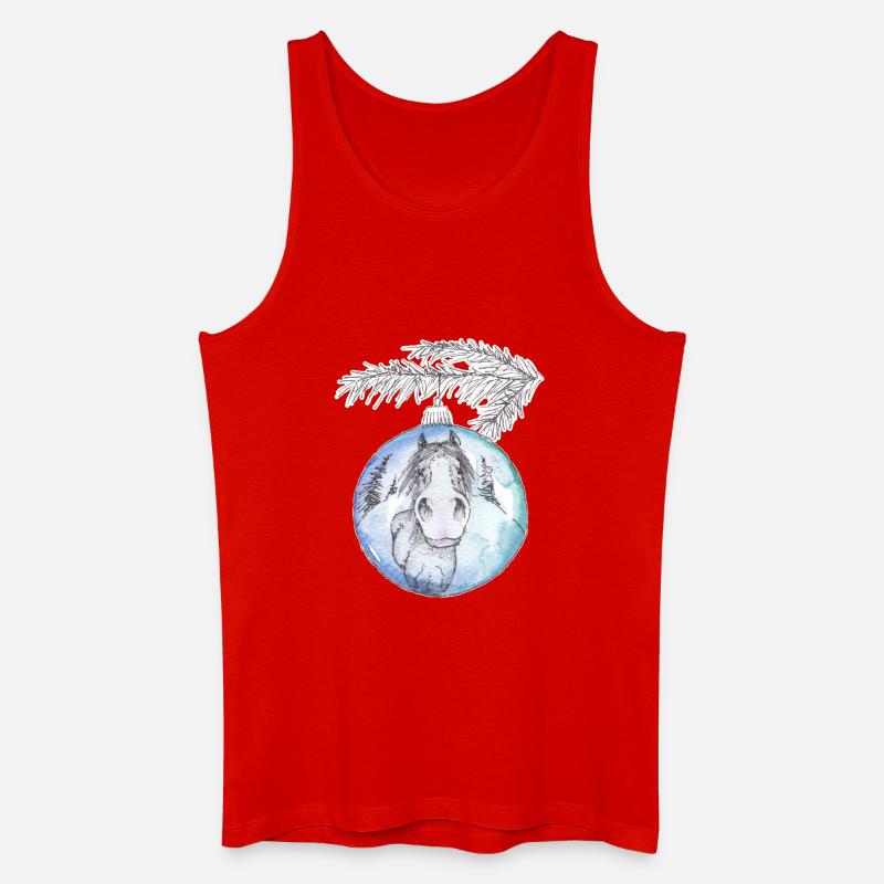 Weihnachtskugel Merry Christmas blau Pferd - Männer Bio Tank Top - Rot