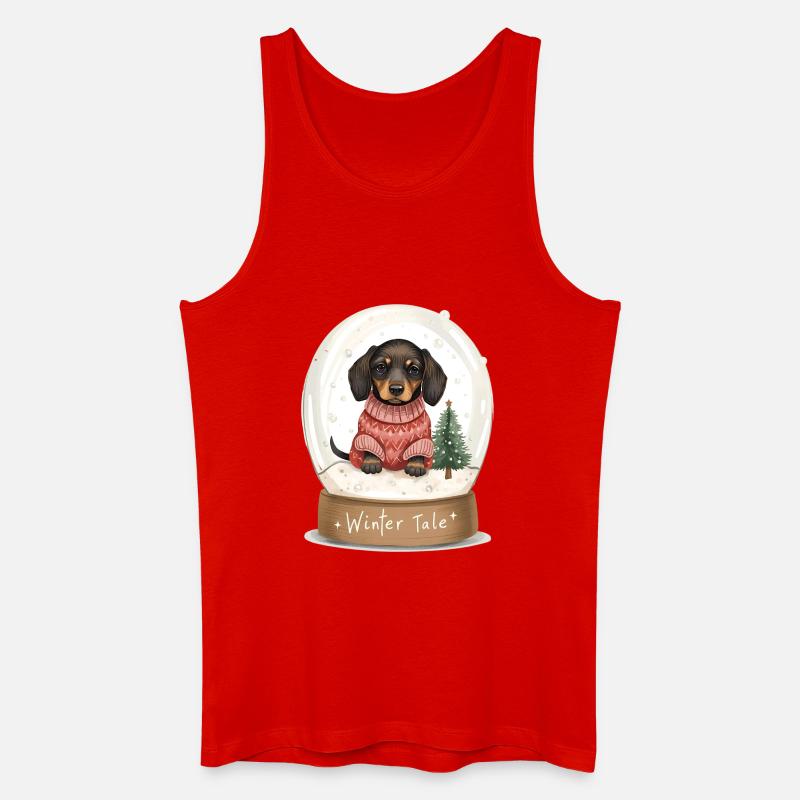 Dachshund in Snow Globe – Winter Tale - Männer Bio Tank Top - Rot
