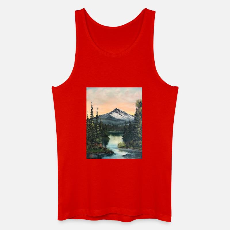 Bergsee im Abendlicht - Männer Bio Tank Top - Rot
