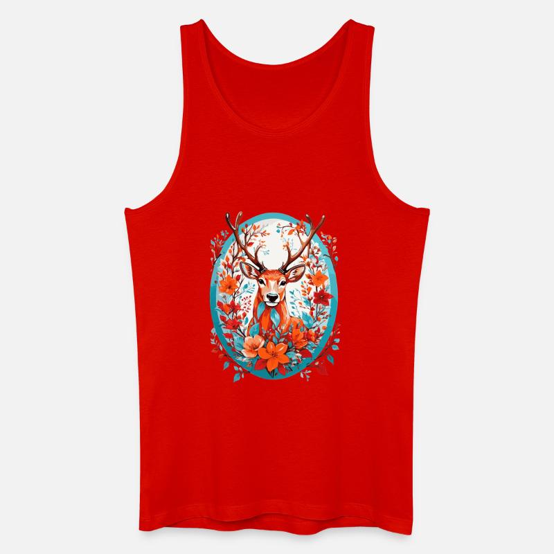 Hirsch mit Blumen - Männer Bio Tank Top - Rot