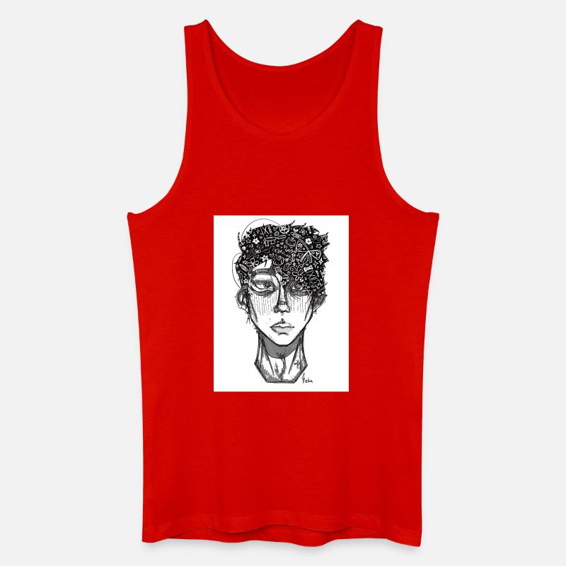 Doodle The Face - Männer Bio Tank Top - Rot
