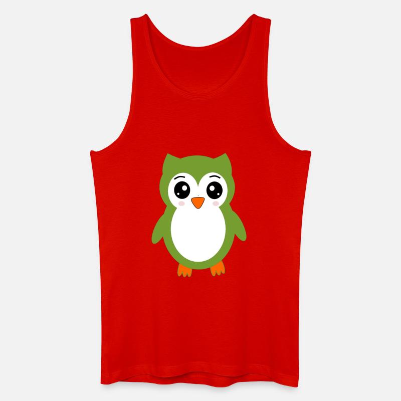 Eule grüne Eule - Männer Bio Tank Top - Rot