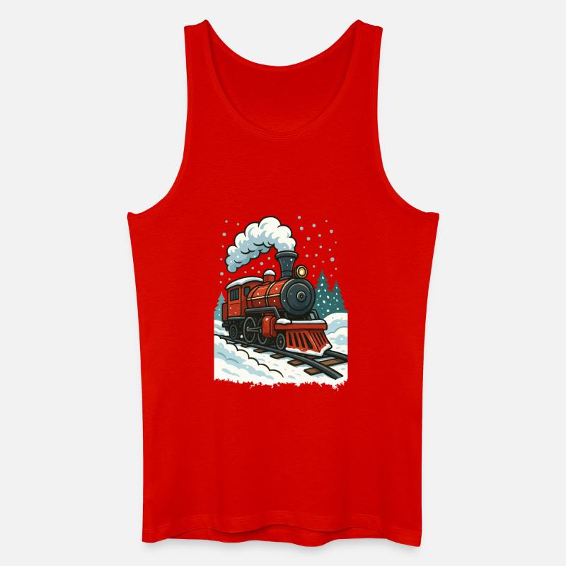 Winterliche Dampflok Comic - Männer Bio Tank Top - Rot