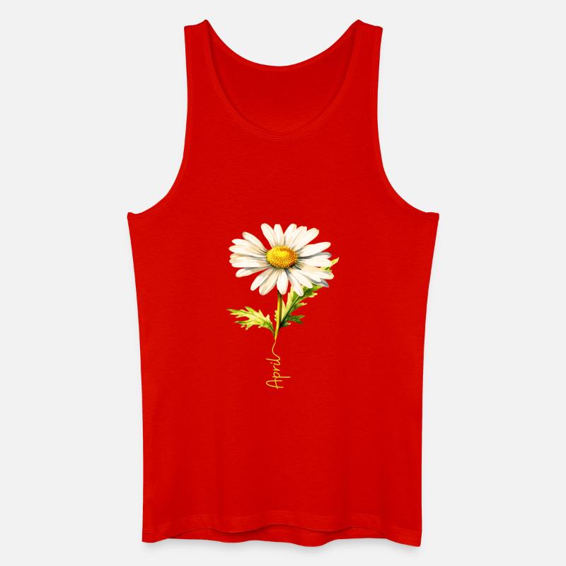 Frühlings-Gänseblümchen mit April-Schriftzug - Männer Bio Tank Top - Rot