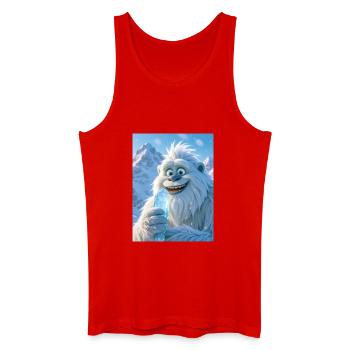 Playful Yeti eating giant icicle  cream - Men’s Organic Tank Top - red - Front
