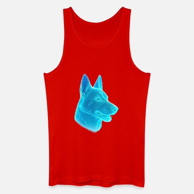 Neonwolf Kopf Netzkunst - Männer Bio Tank Top - Rot