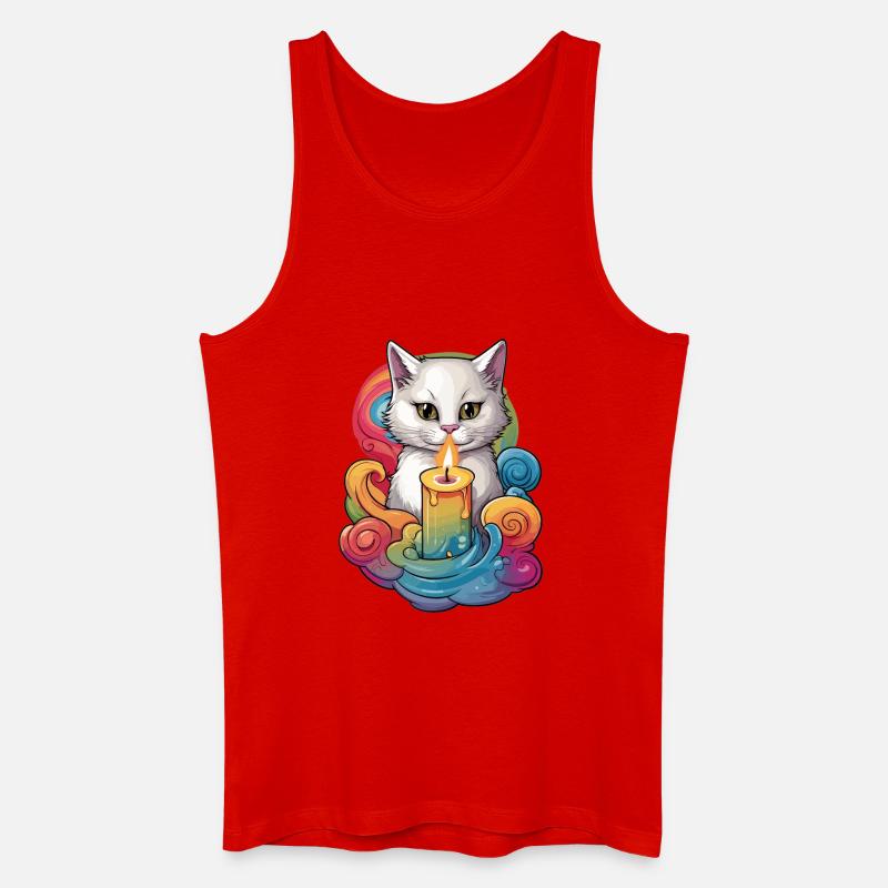 Katze mit Kerze - Männer Bio Tank Top - Rot