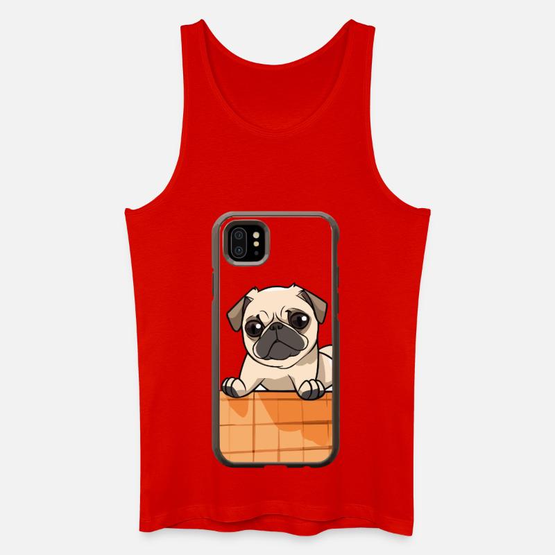 Mops am Rand – niedlicher Blick - Männer Bio Tank Top - Rot