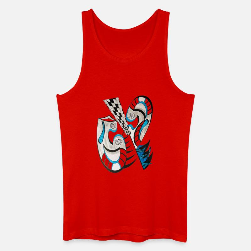 BlauSchwarz Abstrakt Kreuz Muster - Männer Bio Tank Top - Rot