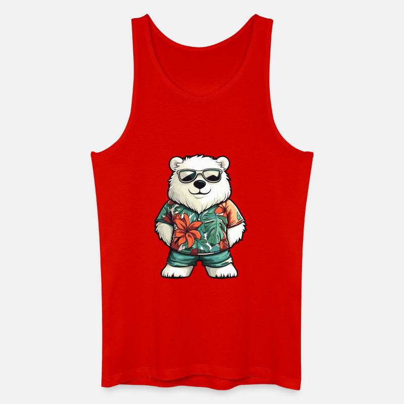 Eisbär Comic Urlaub - Männer Bio Tank Top - Rot