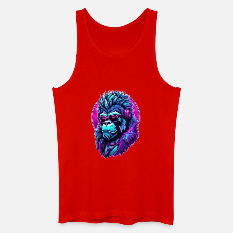 Berauschter Gorilla mit Kopfhörern - Männer Bio Tank Top - Rot