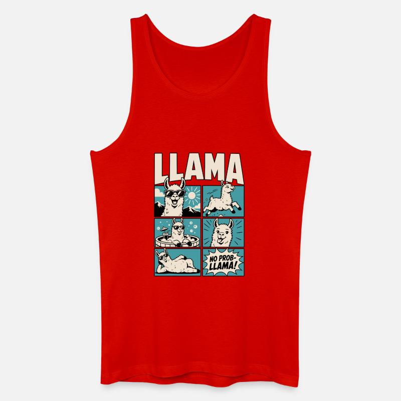 Chill Llama Comic Design - Männer Bio Tank Top - Rot