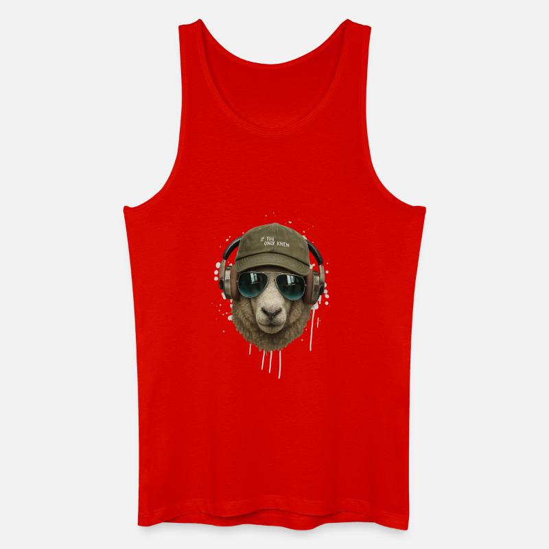 Schaf mit Kopfhörer Retro Stil - Männer Bio Tank Top - Rot