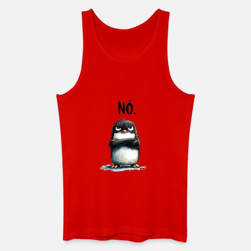Grummeliger Pinguin Nö Statement Motiv - Männer Bio Tank Top - Rot