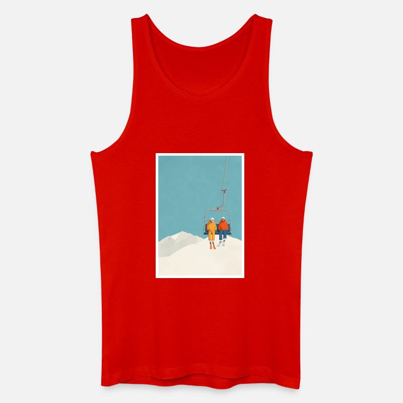 Schneebedecktes Skilift-Duo - Männer Bio Tank Top - Rot