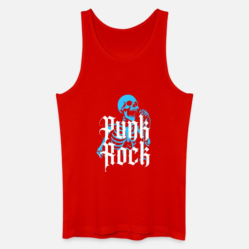Lebendiges Skelett mit Gothic-Punk-Rock-Text - Männer Bio Tank Top - Rot
