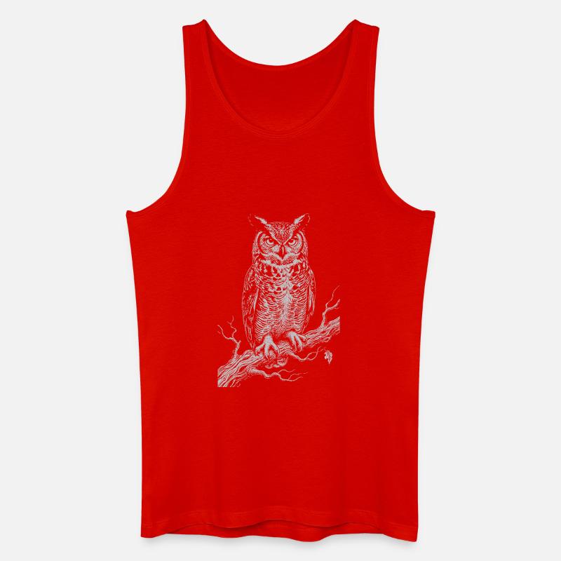Eulen-Silhouette auf Moonlit Branch - Männer Bio Tank Top - Rot