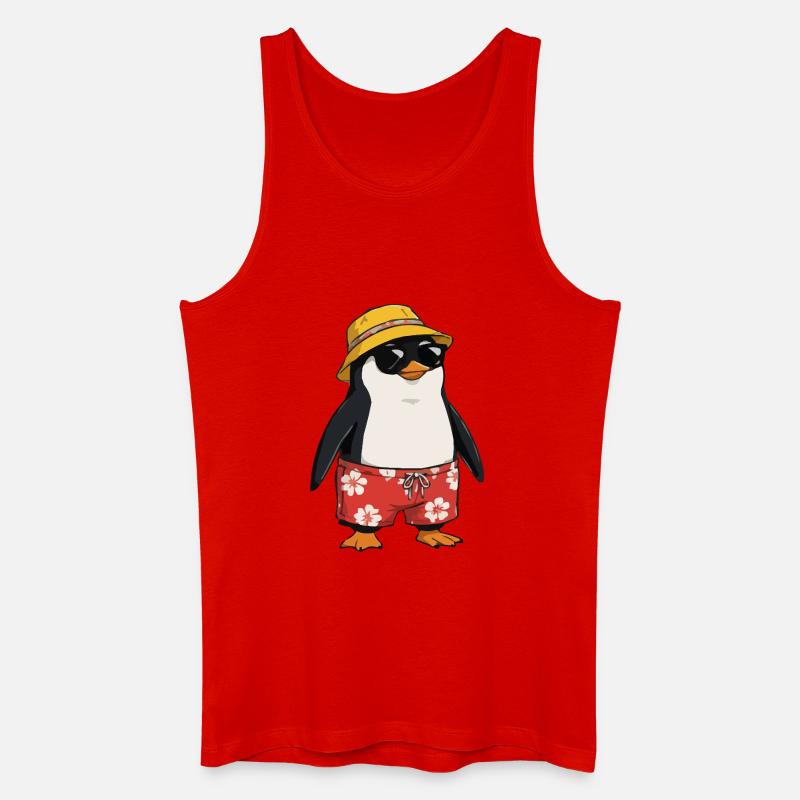 Strand-Pinguin Hawaii-Look - Männer Bio Tank Top - Rot