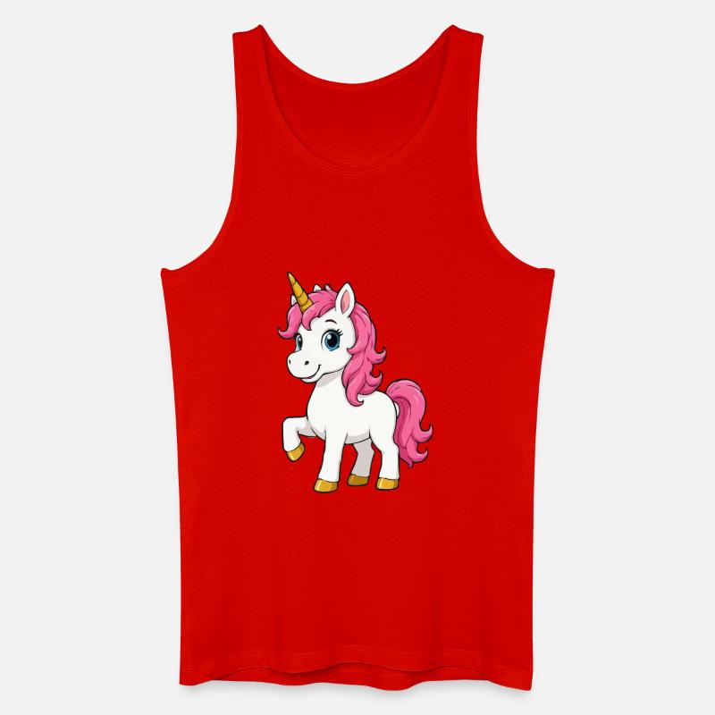 Rosa Einhorn mit Pinker Mähne - Männer Bio Tank Top - Rot
