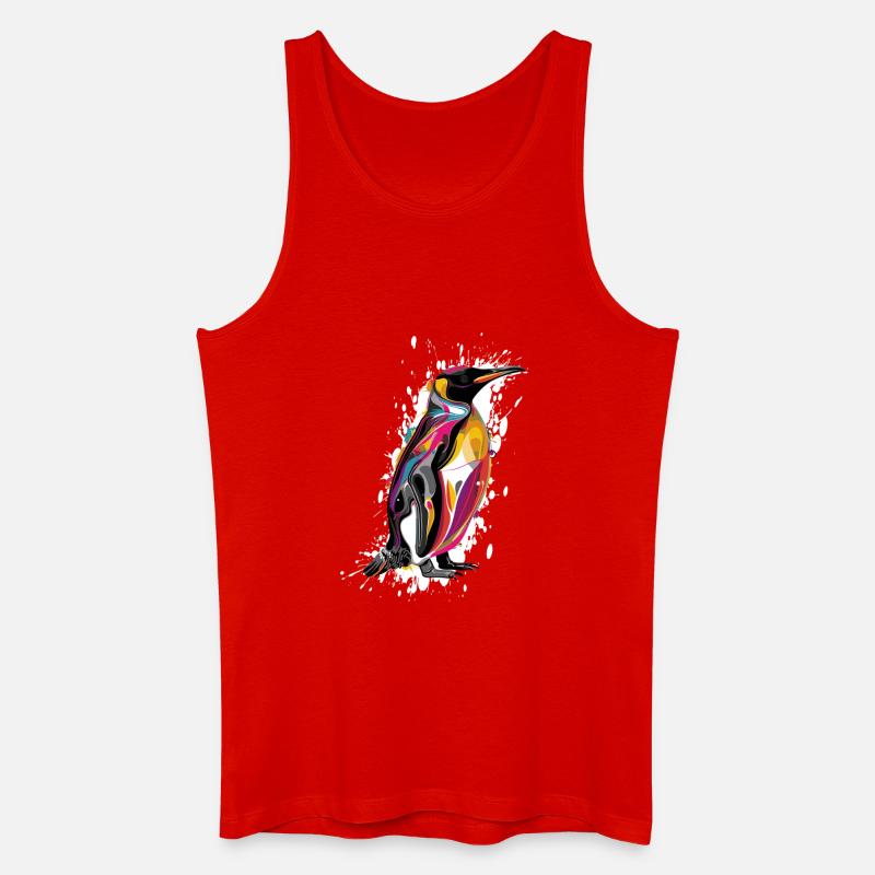 Farbexplosion Pinguin - Männer Bio Tank Top - Rot