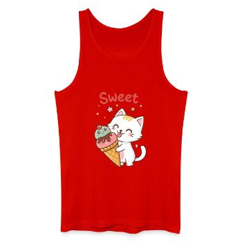 Chat Gourmand Kawaii et Cornet Glacé - Men’s Organic Tank Top - red - Front
