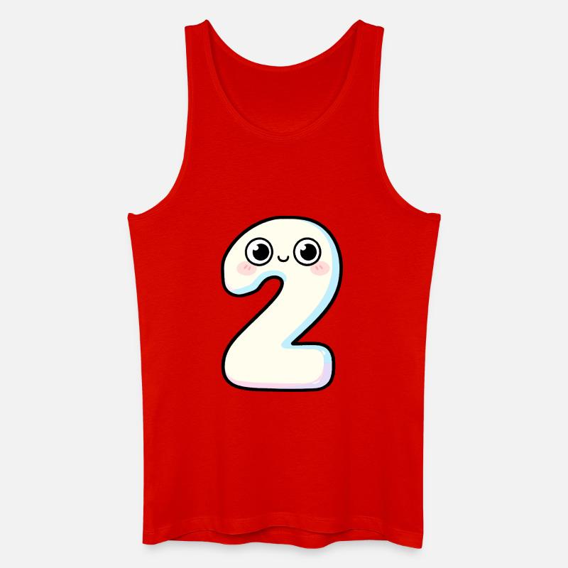 Nummer 2 Kawaii Pastel lächelt - Männer Bio Tank Top - Rot