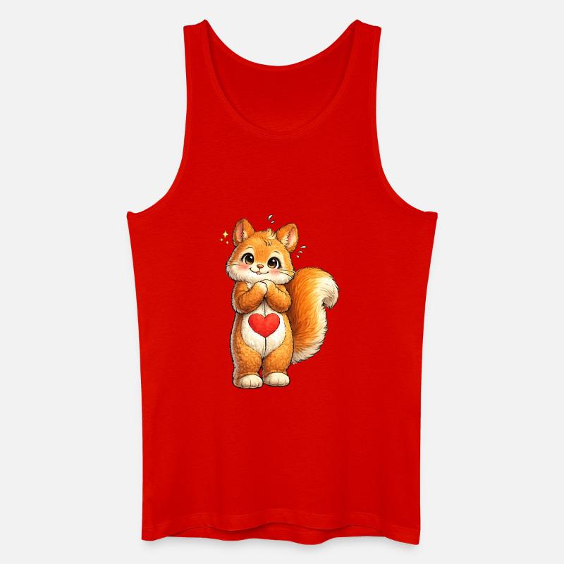 Schüchternes Eichhörnchen mit rotem Herz - Männer Bio Tank Top - Rot